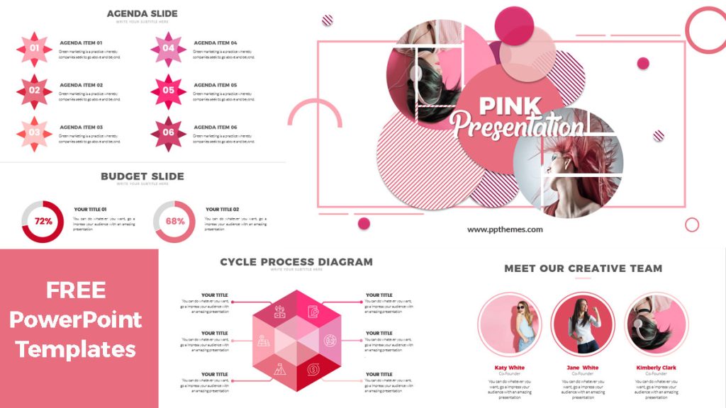 Plantilla de PowerPoint con diseño rosa